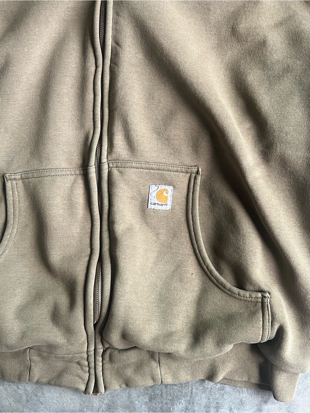 Vintage Carhartt olive green distressed sun faded lined hoodie - Picture 6 of 7